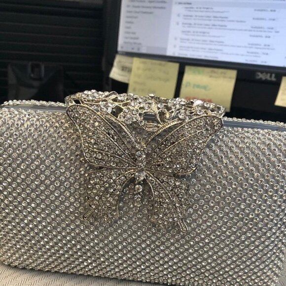 Neiman Marcus Dexmay Rhinestone Crystal Butterfly Clutch Bag - Picture 3 of 5
